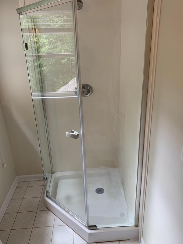 38~ Frameless Neo Angle Shower Enclosure in Stainless 422061