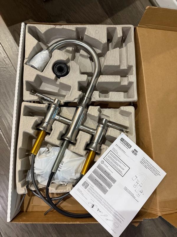 Delta Renaldi Lumicoat Chrome Double Handle Bridge Kitchen Faucet