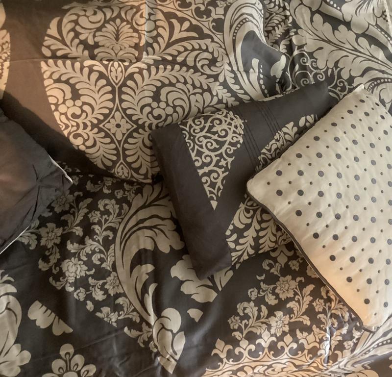 Here’s the three pillows with the pillow case on my pillow and the duvet cover on my bed.