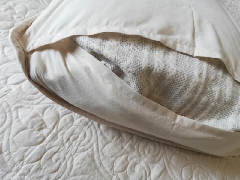 The pillow is bursting out a bit.