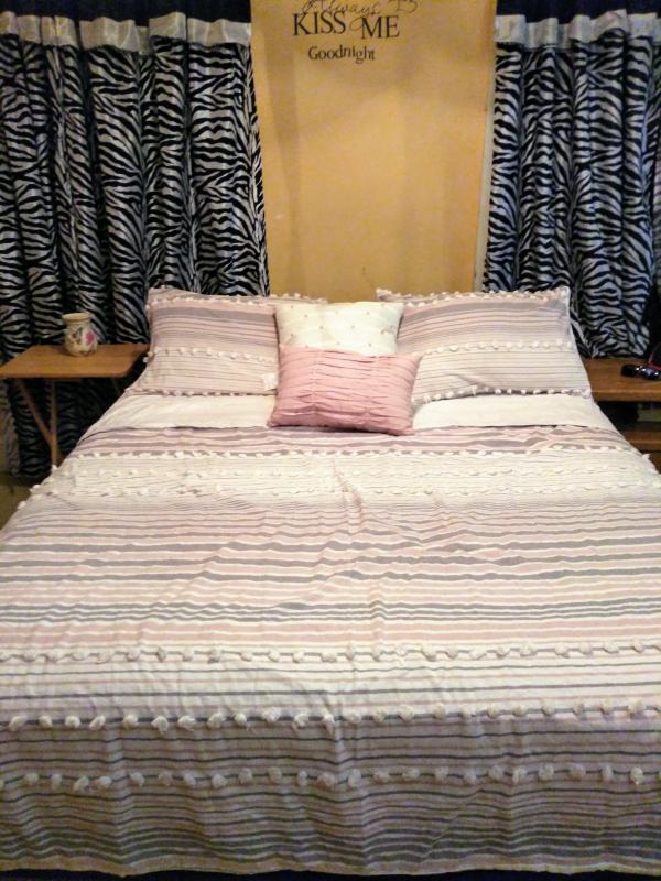 Comforter, pillow shams, and decorative pillows