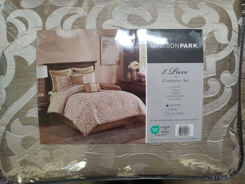 Madison Park Odette Jacquard 8-Piece Reversible King Comforter Set in shops Silver