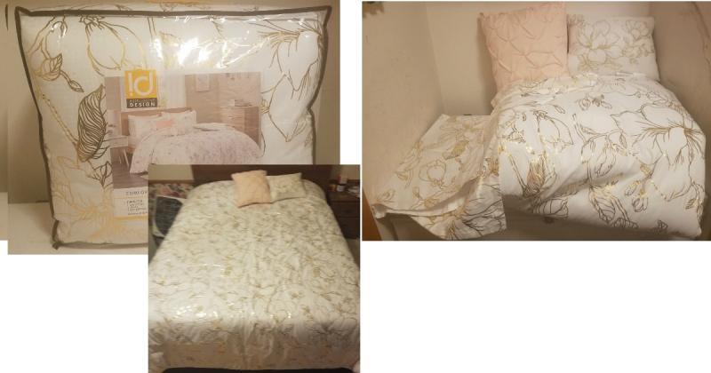 Magnolia Metallic printed floral comforter set