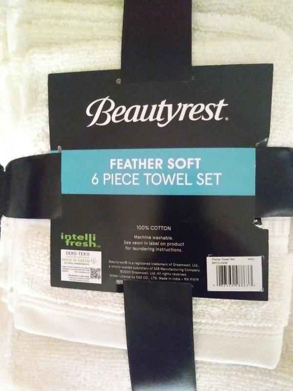 Plume 100% Cotton Feather Touch Antimicrobial Towel 6 Piece Set Blue