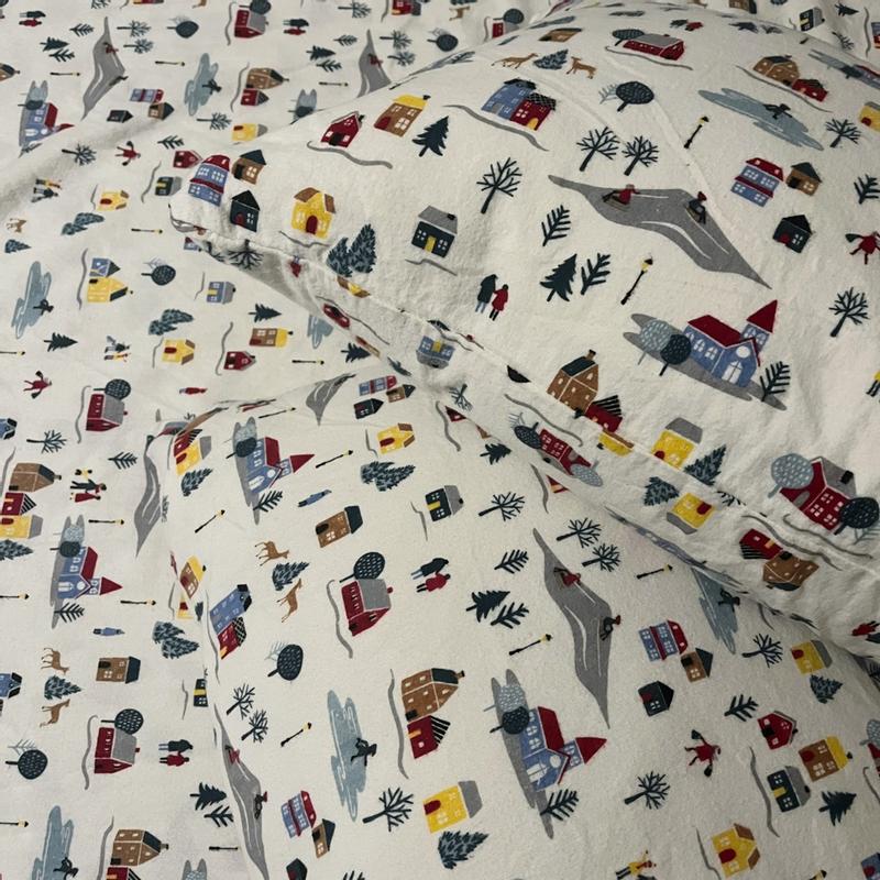 Novelty Printed Cotton Flannel 3-Pc. Sheet Set, Twin XL