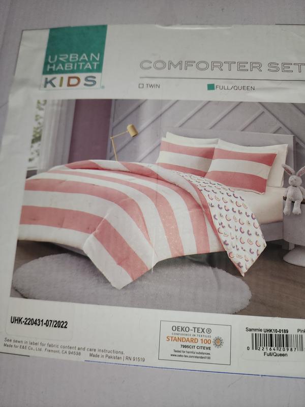 Shop Cotton Cabana Stripe Reversible Comforter Set with Rainbow Reverse  Pink, Comforters & Blankets