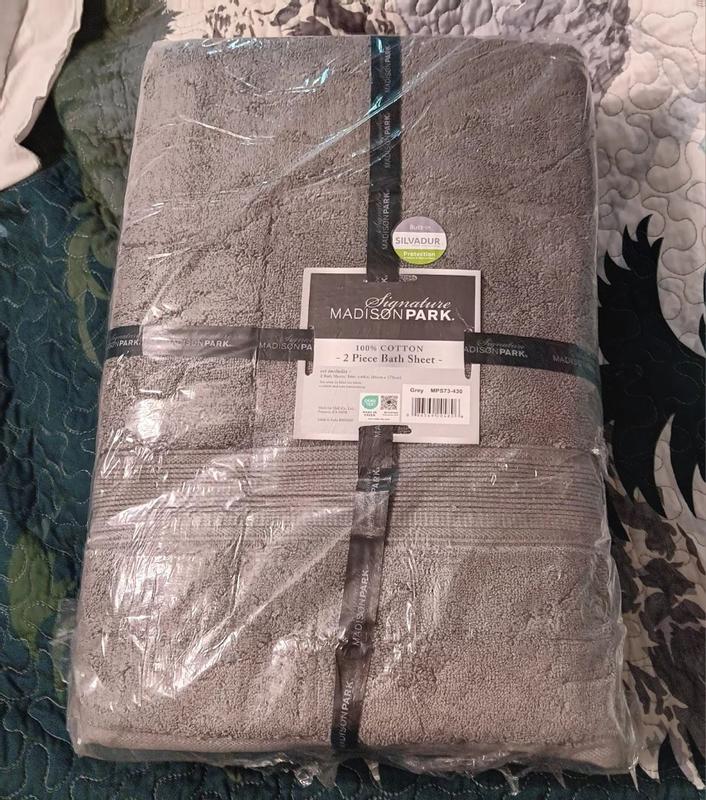 Madison Park Signature 800GSM 100 Cotton Bath Sheet 2 Piece Set Designer Living