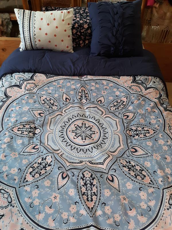 Odette reversible comforter with two decorative pillows  & a sham