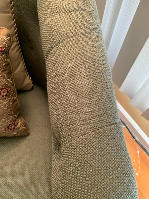 This pic is not the actual color of the chair it’s a very pretty cross of light blue and sea foam green but the fabric is wonderful..very forgiving aka kid friendly