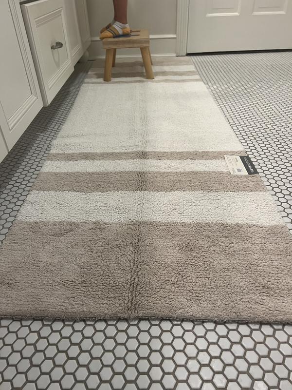 Madison Park Spa Cotton 24x72 Reversible Bath Rug in Taupe