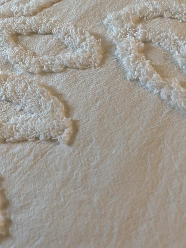 Close up pic of the chenille design, as you can see in the picture, it is raised, therefore shows up quite well!