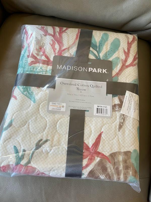 50x70 Ocean View Oversized Cotton Quilted Throw Blanket Coral