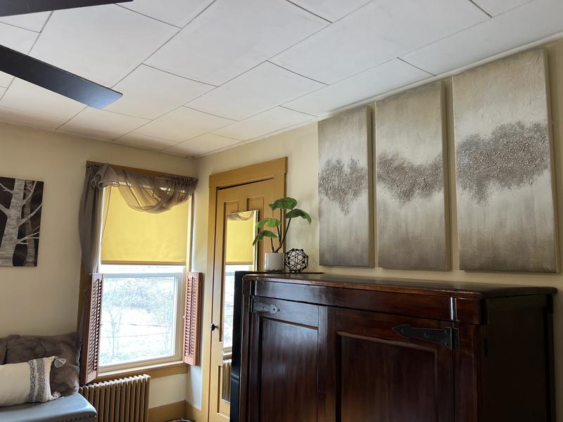 Frames installed in room