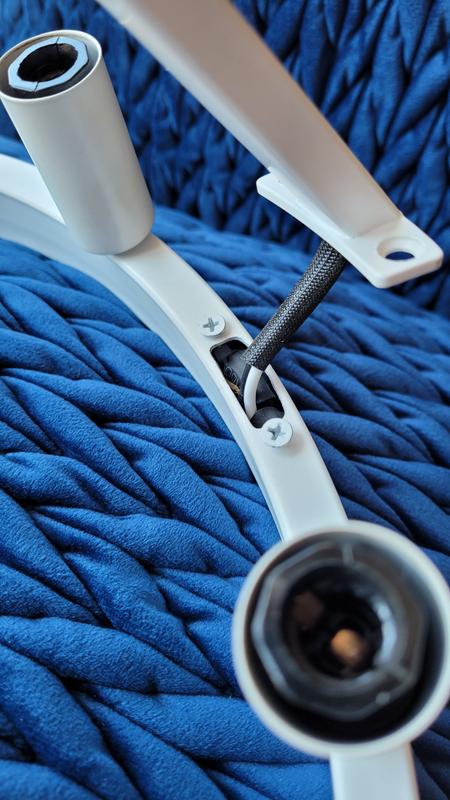 Wiring already threaded from body through hanging bracket