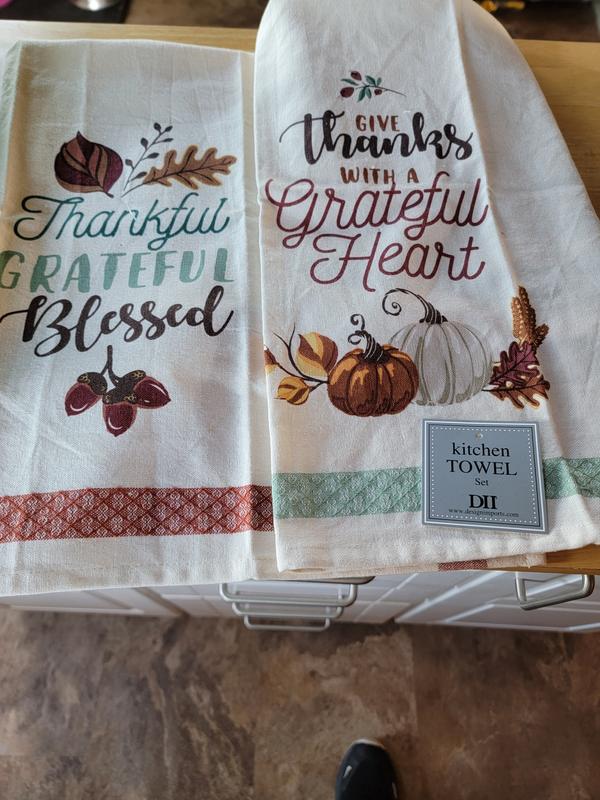 DII Fall Kitchen Towels for Kitchen Decorative Cotton Dish Towel Set,  18x28, Grateful Heart, 2 Count