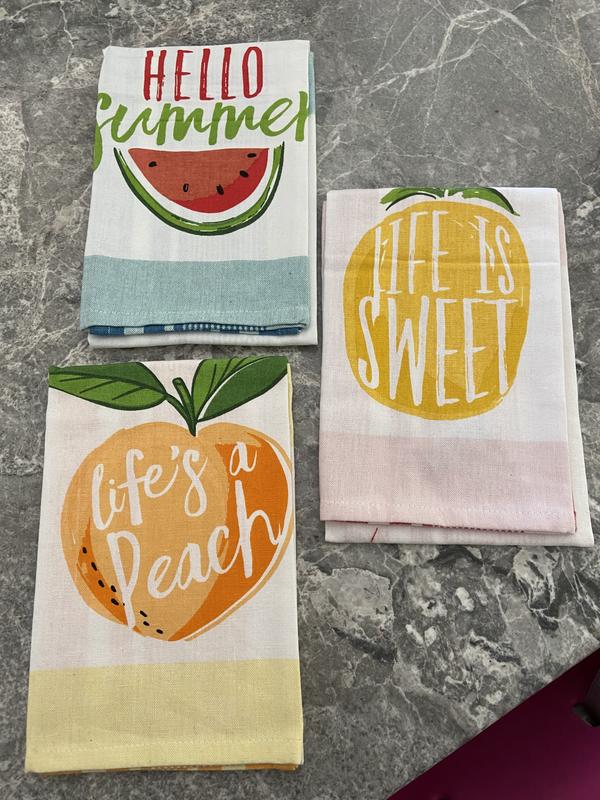 Design Imports CAMZ11120 Assorted Hello Summer Print Dishtowel - Set of 3