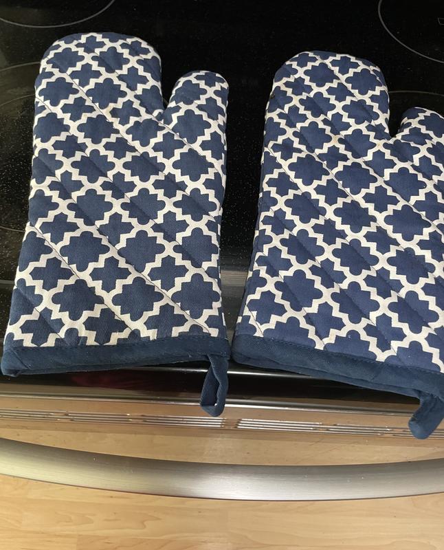 Design Imports Nautical Blue Lattice Potholders, Set of 2, 9x8, 100%  Cotton, Blue 