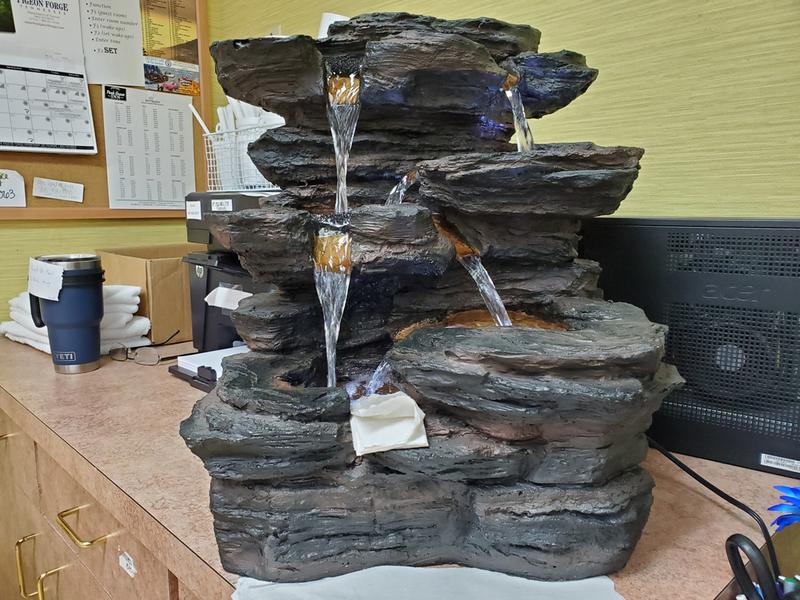 Ramrod Bluffs Cascading Waterfall Illuminated Tabletop Fountain