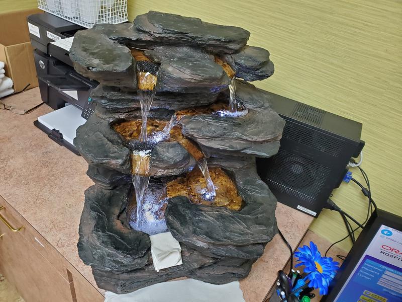 Ramrod Bluffs Cascading Waterfall Illuminated Tabletop Fountain