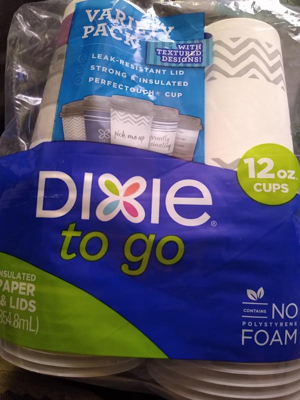 Dixie To Go Paper Cups & Lids, Insulated, 12 Ounce, Variety Pack - 14 cups & lids