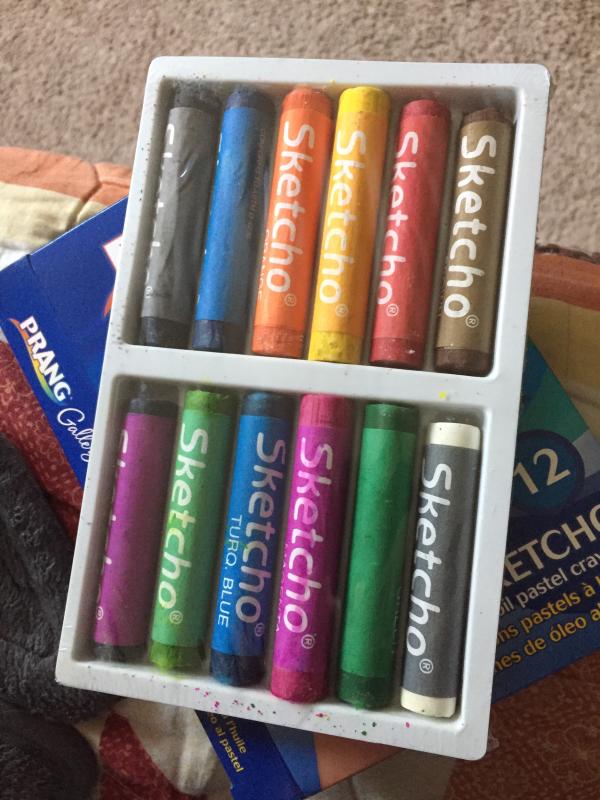 Prang Sketcho Oil Crayons In Original Vintage Box 12 Colors