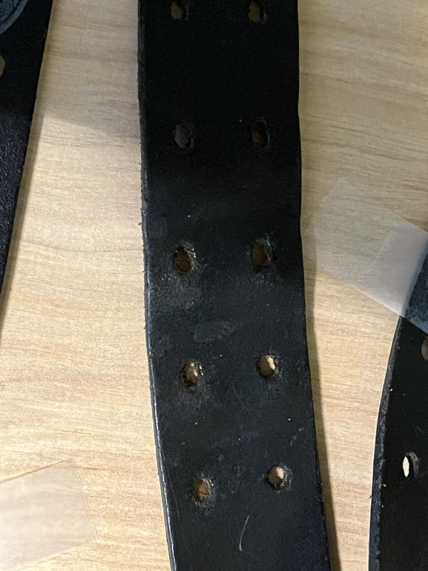 this is a close-up of the four places I've buckled this belt over the past 5 years.