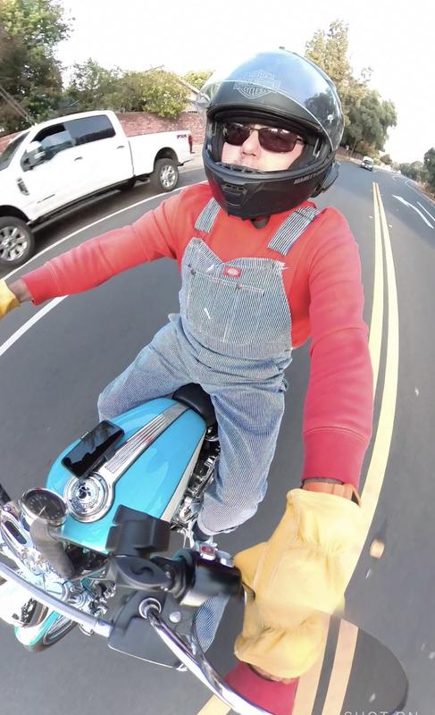 Riding in my overalls. Beautiful fall day!