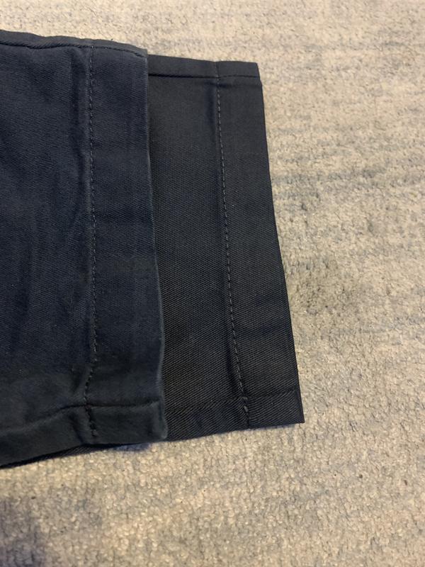 Top pants are old. And are a perfect fit,bottom pants are too long. Yet they are both advertised as the same size