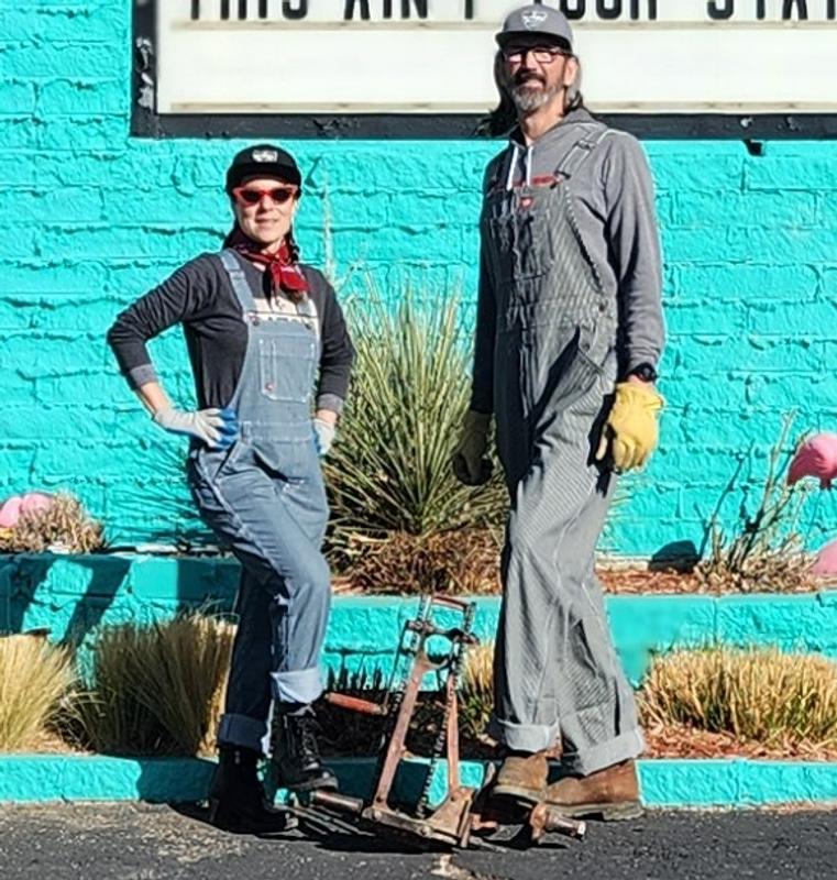 Dickies blue and 2024 white striped overalls