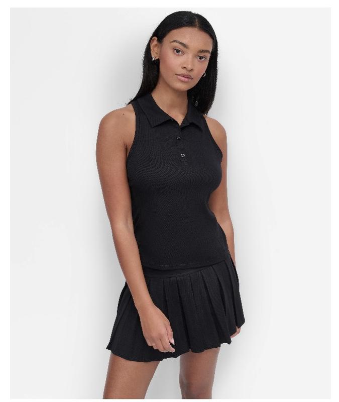 売れ筋商品|||ダナ キャラン ニューヨーク カットソー トップス レディース Sport Women's Court Piqu Knit Racerback Polo Tank Top Black DKNY Sport Women's Court Piqué Knit Racerback Polo Tank Top