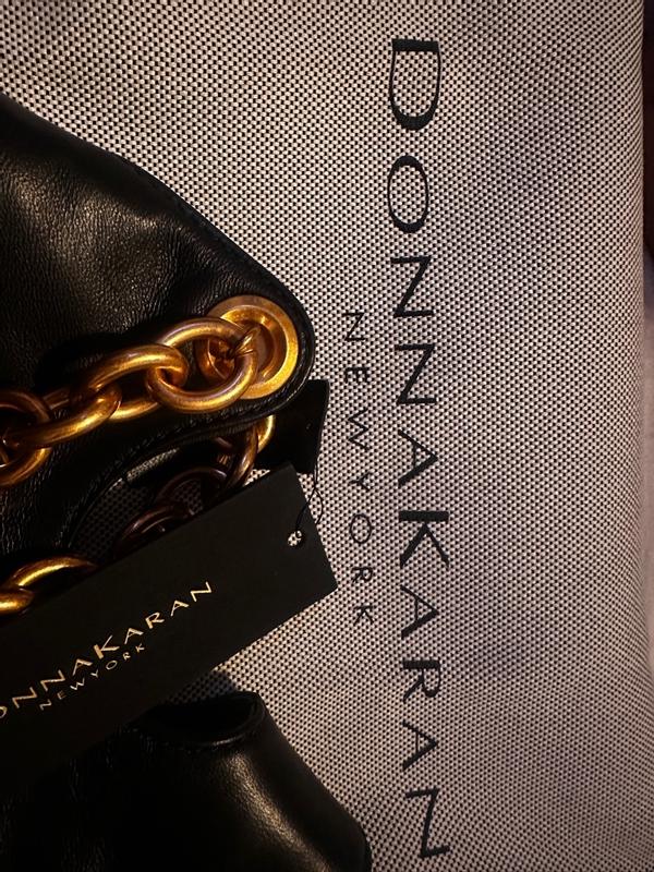 Donna Karan Lawrence Velvet Wristlet with Pavé Chain Strap