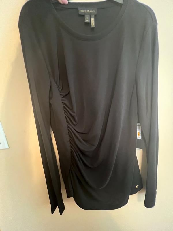 売れ筋商品|||ダナ キャラン ニューヨーク カットソー トップス レディース Donna Karan Women's Long Sleeve Ruched-Side Top Black Donna Karan New York Donna Karan Women's Long Sleeve Ruched