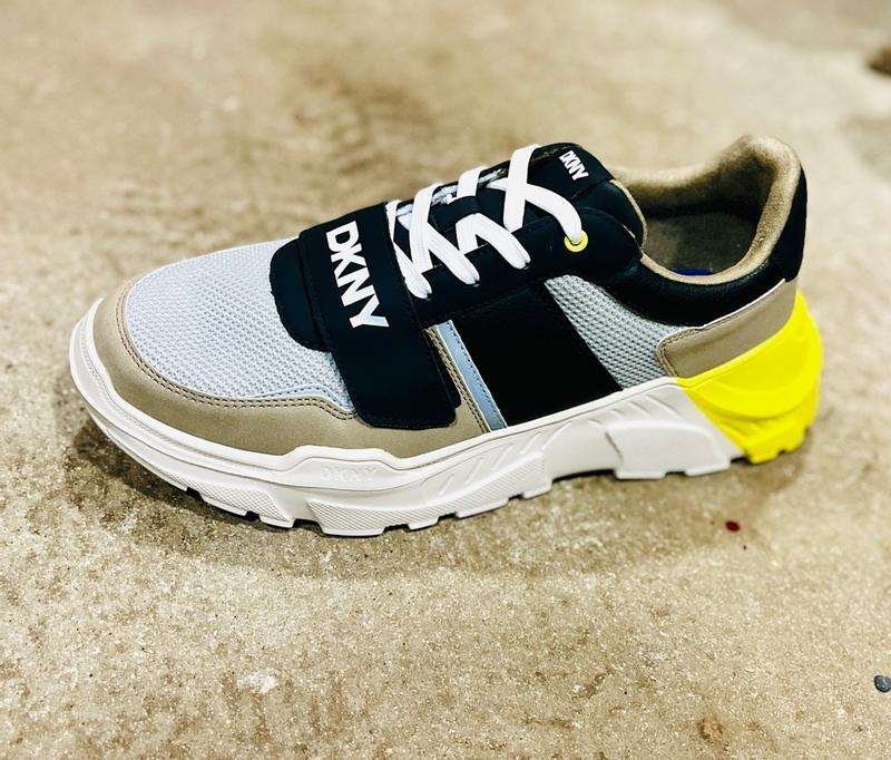 DKNY Men's Mixed Media Runner with Front Logo Strap Sneakers - Macy's
