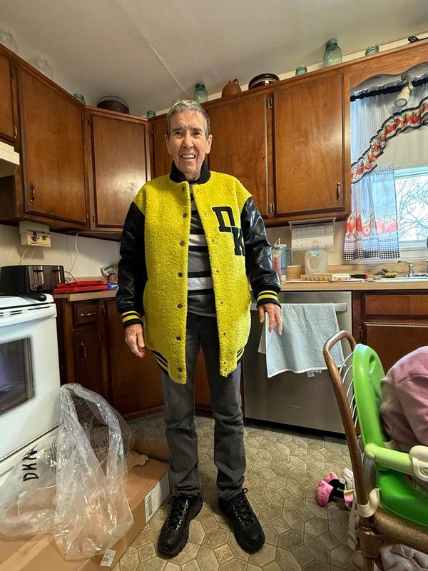 Customer photo for "Very nice jacket, but more green than I like."