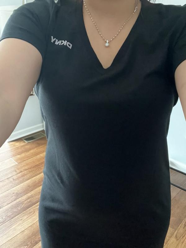 DKNY Sport Women's Studded-Logo V-Neck T-Shirt Dress - Macy's