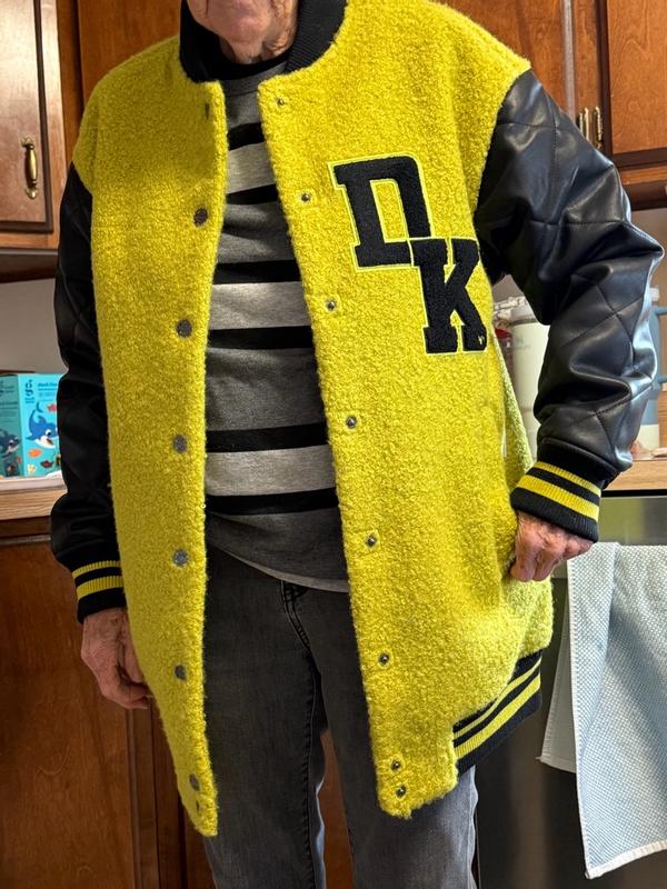 Customer photo for "Very nice jacket, but more green than I like."