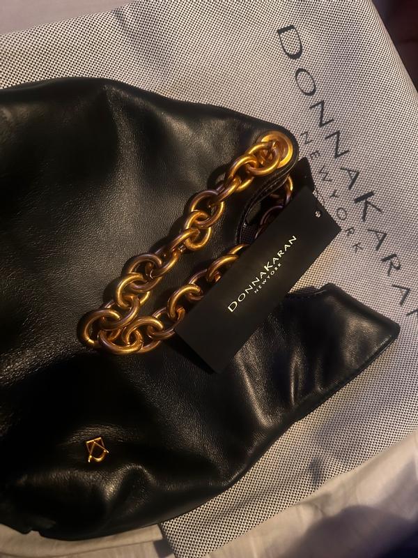 Donna Karan Lawrence Velvet Wristlet with Pavé Chain Strap