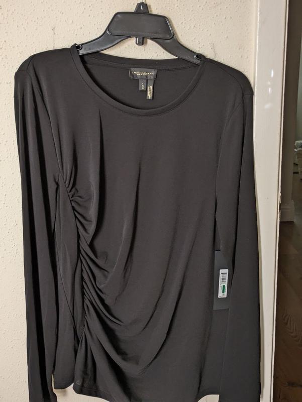 売れ筋商品|||ダナ キャラン ニューヨーク カットソー トップス レディース Donna Karan Women's Long Sleeve Ruched-Side Top Black Donna Karan New York Donna Karan Women's Long Sleeve Ruched