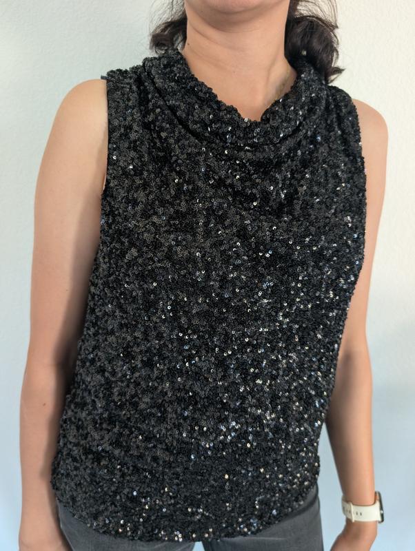 Customer photo for "Stunning, elegant top with comfortable fit."