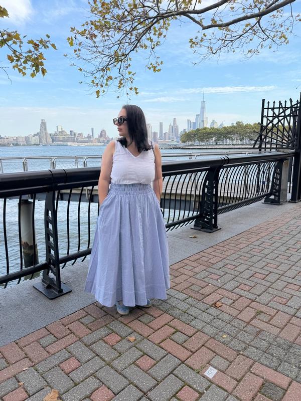 Customer photo for "Lightweight, breathabl, beautifully draped, doesn’t cling to legs , feels really comfortable"