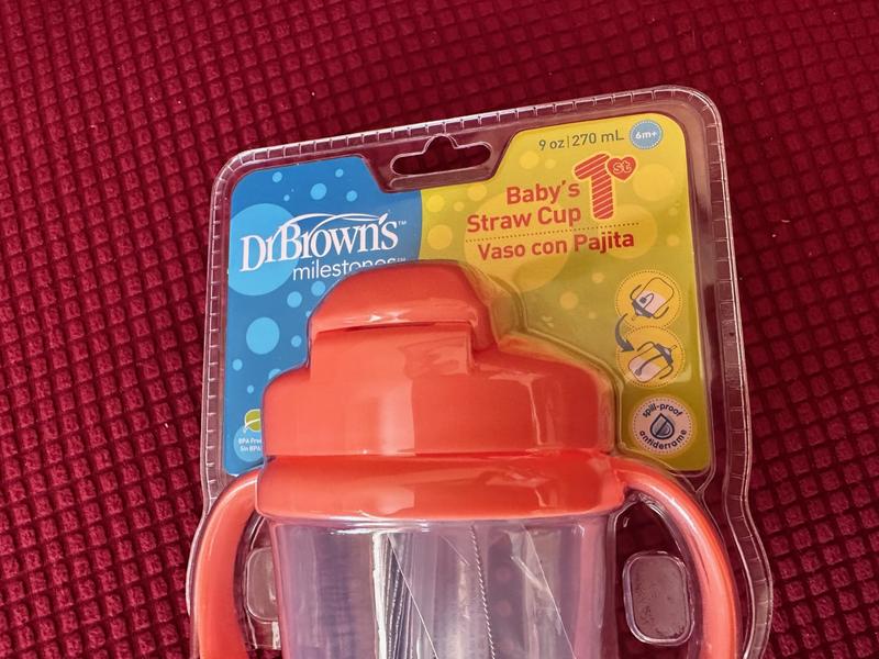 Dr. Brown's Milestones Baby's First Straw Cup, Training Cup with Weighted  Straw, Coral, 6m+