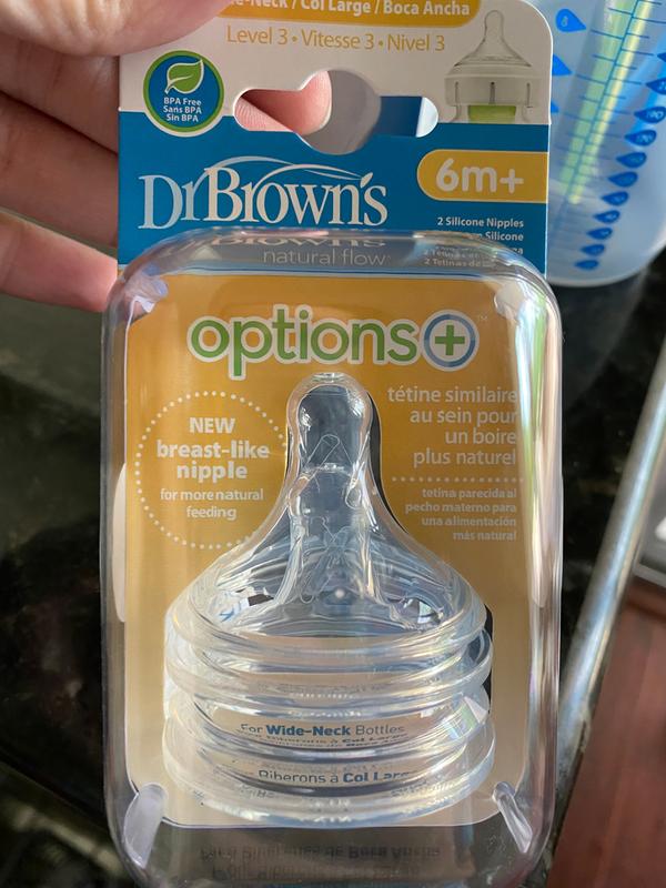 Dr. Brown's Natural Flow® Anti-Colic Options+™ Wide-Neck Baby Bottle, with  Level 1 Slow Flow Nipple