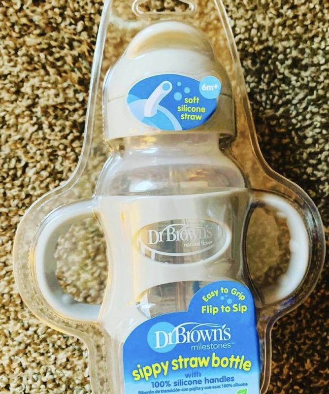 Dr. Brown's® Milestones™ Wide-Neck Sippy Straw Bottle with Silicone Handles,  9oz/270mL