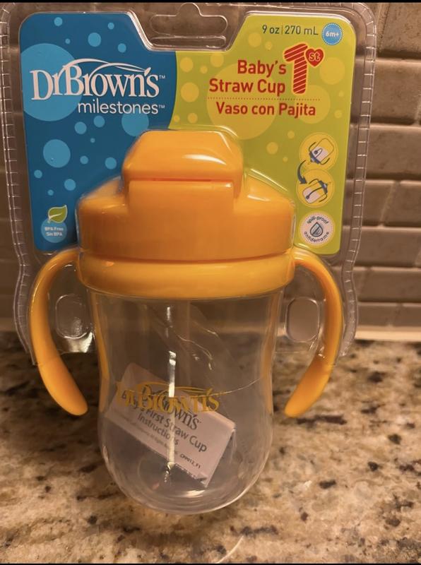  Dr. Brown's Milestones Baby's First Straw Cup, Training Cup  with Weighted Straw, Pink & Purple, 2 Pack, 6m+ : Baby