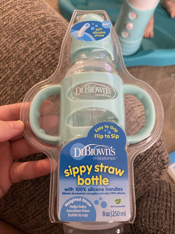 Dr. Brown's™ Milestones™ Narrow Sippy Straw Bottle with Silicone Handles, 8  oz/250 mL