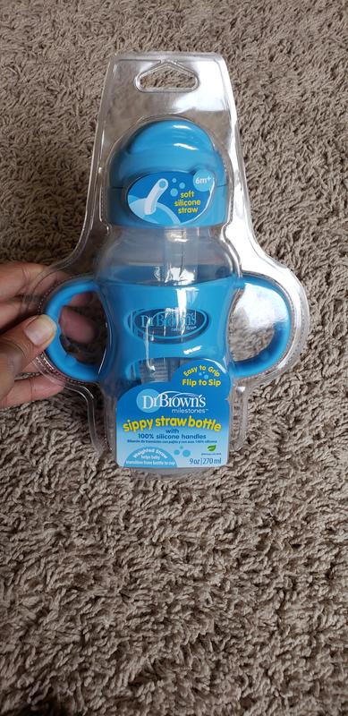 Dr. Brown's® Milestones™ Wide-Neck Sippy Straw Bottle with Silicone Handles,  9oz/270mL