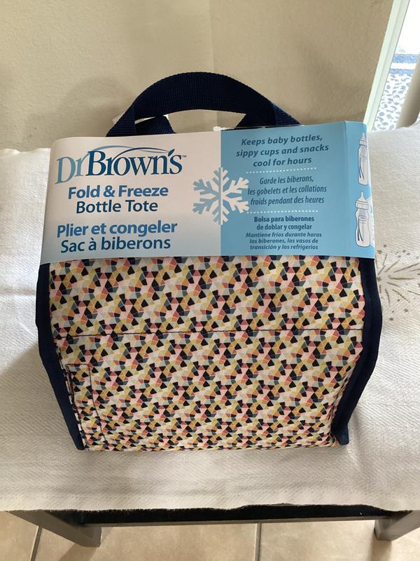 Dr. Browns Fold & Freeze Bottle Tote, Breastfeeding Essential Cooler Bag, 6 Baby Bottles Milk Storage - Multicolor