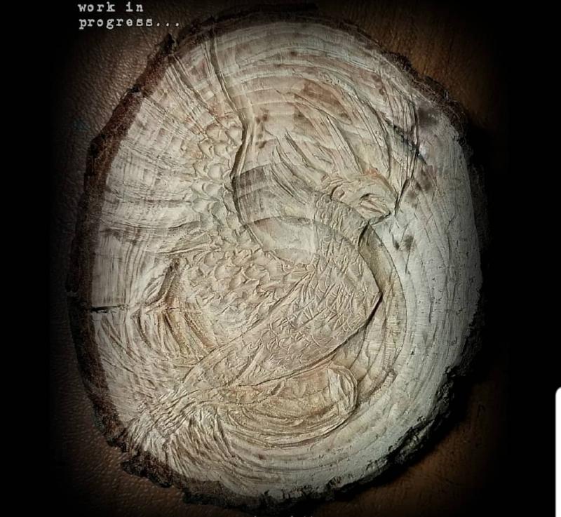 Fine detail engraved in wood with bits from 729-02 Carving Engraving Micro Kit