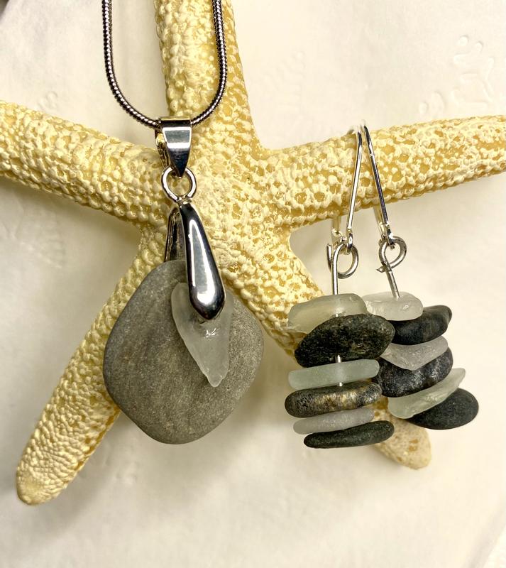 Beach stones and beachglass jewelry.....