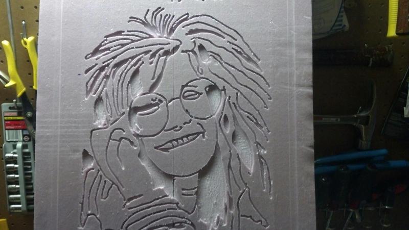 Janis Joplin carved with Dremel Router and fine bit